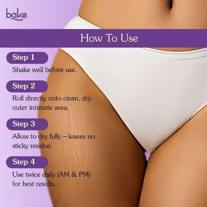 BAKE IntiErase™ Intimate Brightening Roll-On Serum With 5% Azelaic Acid, 5% Niacinamide, Alpha Arbutin | For Dark Underarms, Inner Thighs, Knees & Bikini Area | Intimate Areas for Women & Men - 50ml