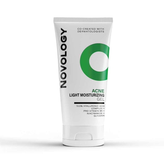 Novology Acne Light Moisturizing Gel tube on a white background