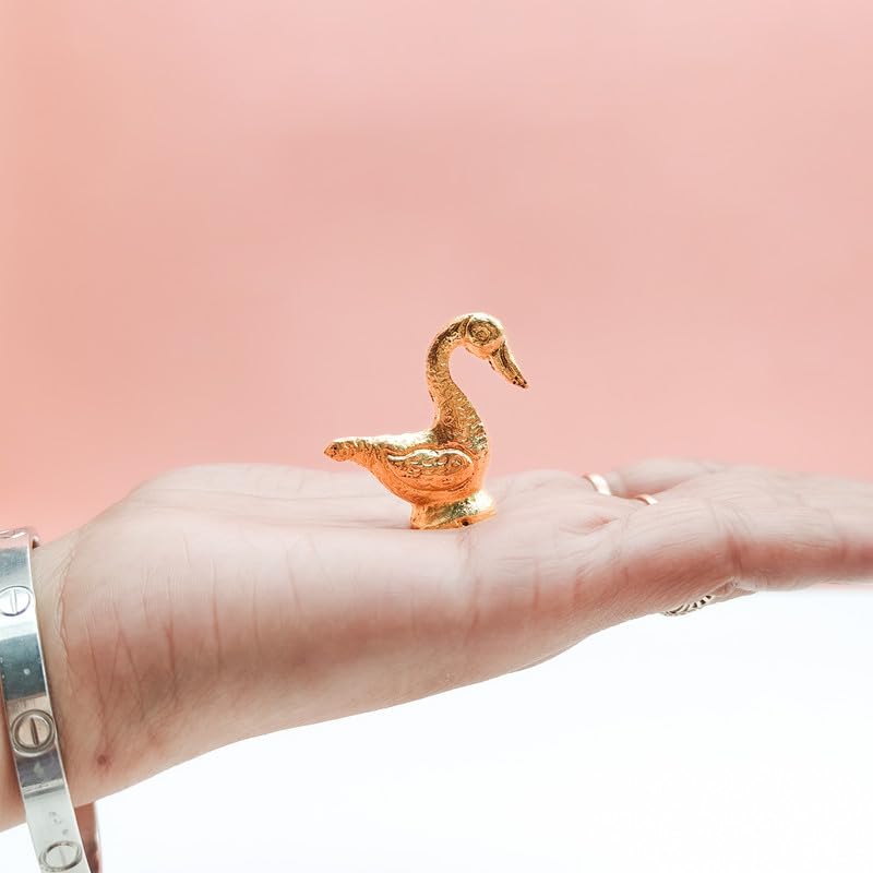 Brass Animal Swan Sculpture Statue Handcrafted Decorative Showpiece Idol for Home, Office Decor (Size : 3.5cm | Weight : 23gm Approxe)