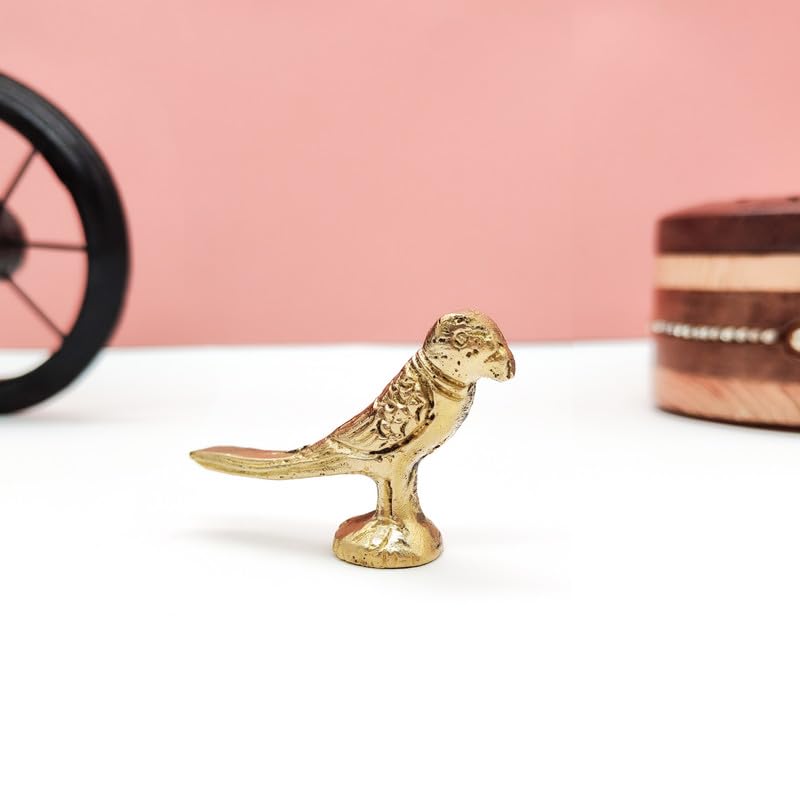Brass Animal Parrot Sculpture Statue Handcrafted Decorative Showpiece Idol for Home, Office Decor (Size : 4cm | Weight : 42gm Approxe)