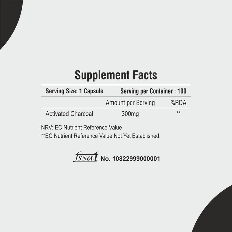 Activated Charcoal | Helps in Digestion, Bloating, Liver & Kidney Detox | 100 Veg Capsules