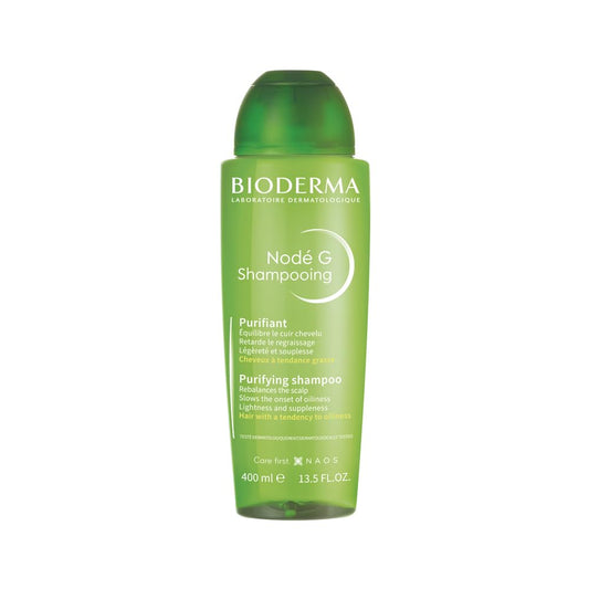 Bioderma Nodé G Shampooing bottle on a white background