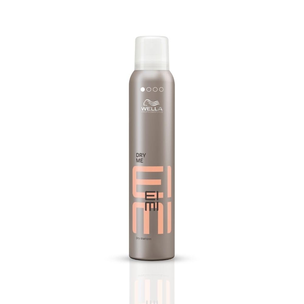 Wella EIMI dry me spray bottle on a white background