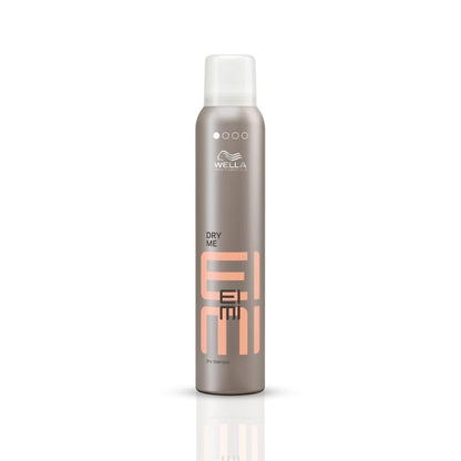 Wella EIMI dry me spray bottle on a white background