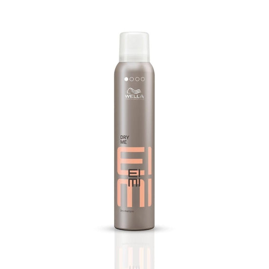 Wella EIMI dry me spray bottle on a white background