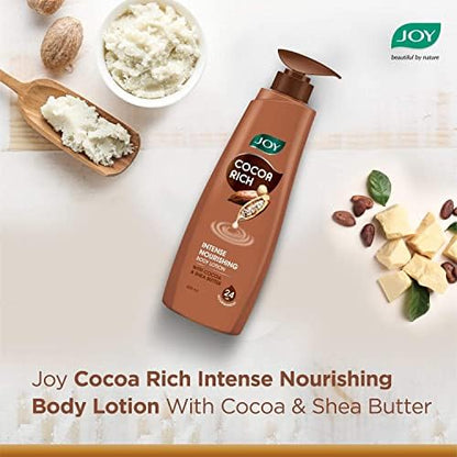 Joy Cocoa Rich Intense Nourishing Winter Body Lotion (600ml) | 24 Hour Nourishment | With Shea Butter & Cocoa Butter | Suitable for Normal to Dry Skin | Non Sticky & Non Greasy Lightweight