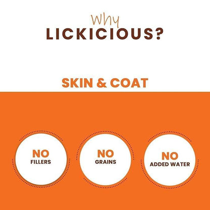 LICKICIOUS Nutritional Treats for Healthy Skin & Coat with Omega 3 6 9 (85g) | Chewy Stick with Fish, Chicken, Egg, Flaxseed | Nutritional Dog Treats with No Added Water | Suitable for All Dog Breeds