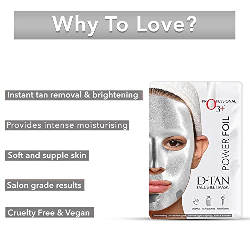 O3+ Power Foil D-Tan Face sheet Mask For Skin Brightening Glowing Tan Removal Oil Control Acne & Fairness Women Men
