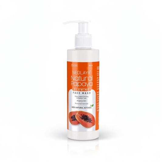 NEOLAYR Natural Papaya Glowing Face Wash | With Papaya Extracts | Gives instant Glowing & Radiant Face | Brightens Skin - Added Moisturiser,200 ml