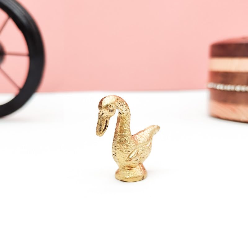 Brass Animal Swan Sculpture Statue Handcrafted Decorative Showpiece Idol for Home, Office Decor (Size : 3.5cm | Weight : 23gm Approxe)