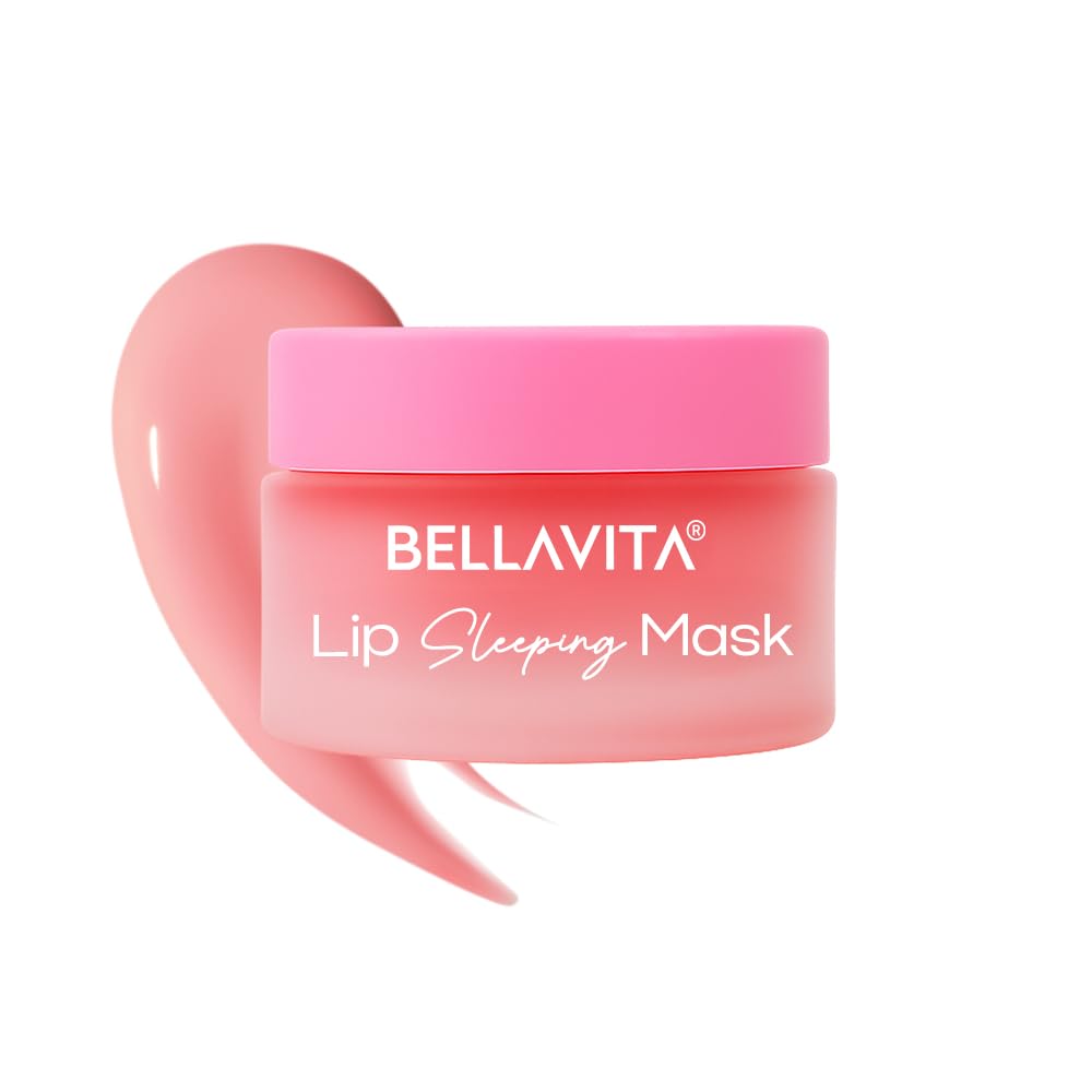 Bellavita lip sleeping mask with pink lid and container on a white background