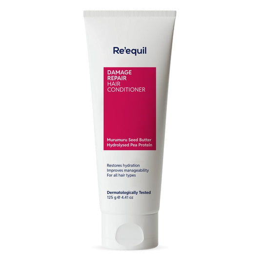 Tube of Re'equil Damage Repair Hair Conditioner on a white background