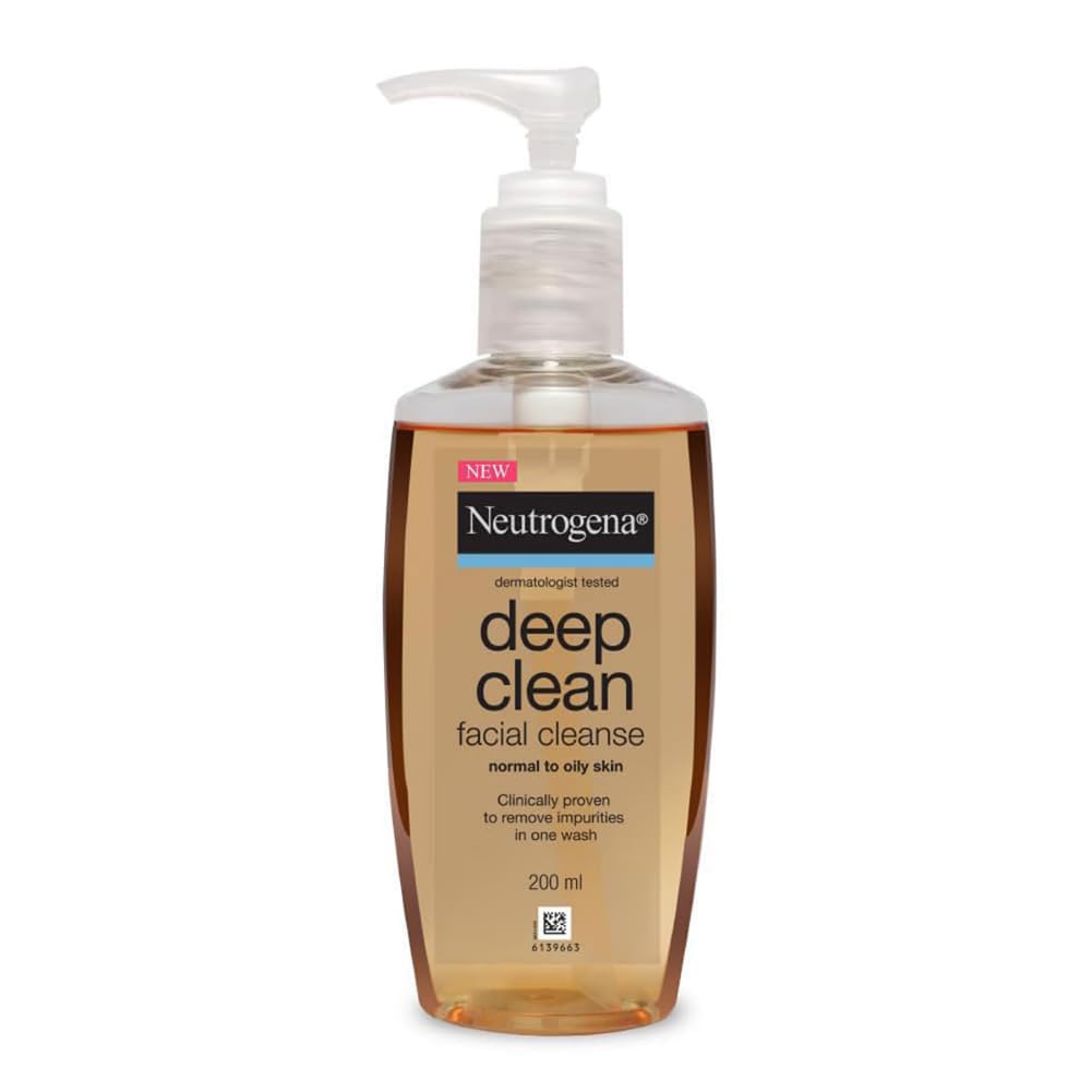 Neutrogena deep clean facial cleanse bottle on a white background
