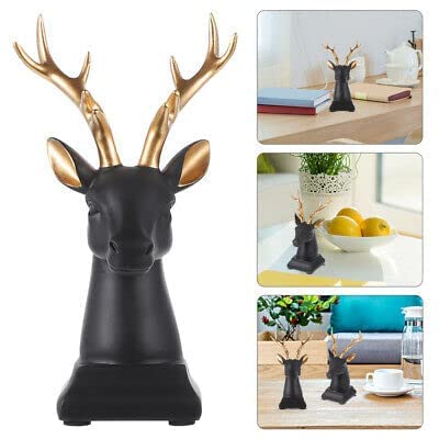 Deer Showpiece Figurines for Home Decor Living Room Decoration Modern Animal Figurines for Home Decor (11'', Black, Resin)