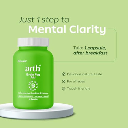 Arth Hormone Balance & Brain Fog Combo for Women | Perimenopause Support Tablets for hot flashes & night sweats + Enhanced absorption Brahmi Capsules for Memory, Focus & Mental Clarity Support