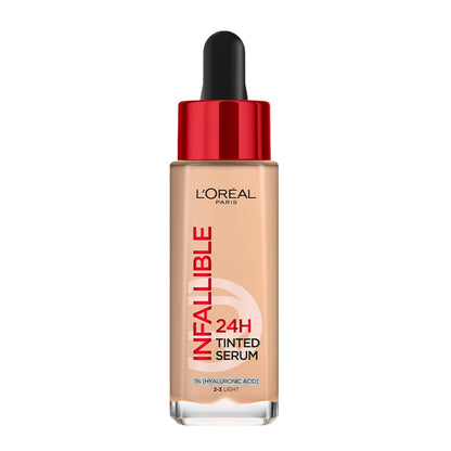 L’Oréal Paris Infallible 24H Tinted Serum Foundation, Light-weight Coverage, Dewy & Radiant Finish, Transfer-proof, 30ml
