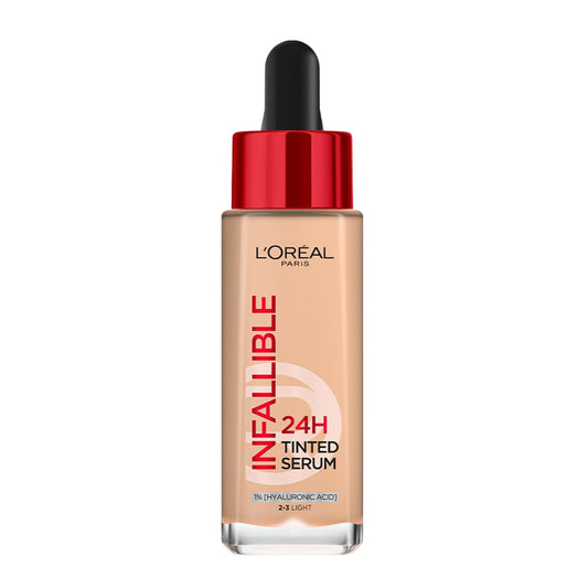 L’Oréal Paris Infallible 24H Tinted Serum Foundation, Light-weight Coverage, Dewy & Radiant Finish, Transfer-proof, 30ml