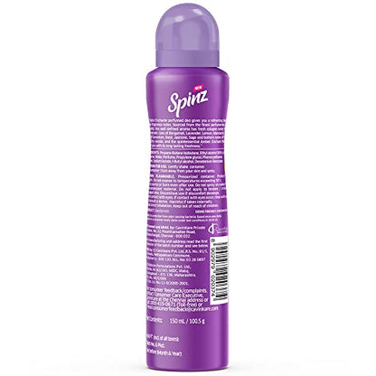 Spinz Enchante Perfumed Deo for Women, with International Fragrances for Long Lasting Freshness and 24 Hours Protection from Odour causing Bacteria, 150ml