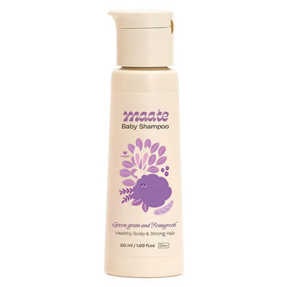 Maate Baby Shampoo | Kids Shampoo for Soft & Shiny Baby Hair | Sulphate Free Shampoo for Daily Use | pH Balanced, Soap Free & Tear-Free Mild Shampoo | Natural & Vegan (50 ml)