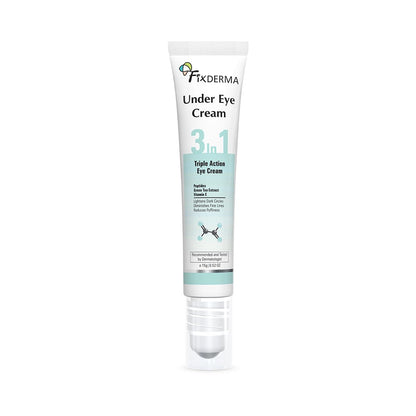 Fixderma Under Eye Cream Roll on with Peptides, Green Tea Extract & Vitamin E | Reduces Dark Circles, Puffiness, Wrinkles & Fine Lines | Triple Action | for Men & Women | 15g