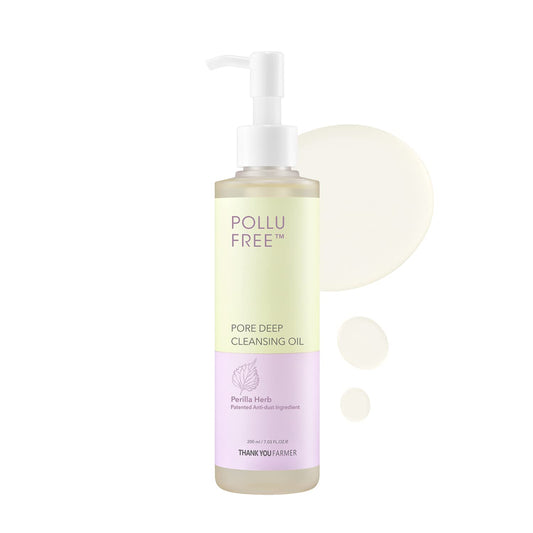 THANKYOU FARMER Pollufree Pore Deep Cleansing Oil (200ml) Deep Makeup Remover & Daily Cleanser for Face, Removes Waterproof Makeup, Dirt, Pollution & Excess Sebum, Hydrating & Gentle on Skin, Suitable for All Skin Types