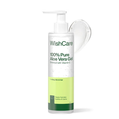 WishCare 100% Pure Aloe Vera Gel bottle on a white background