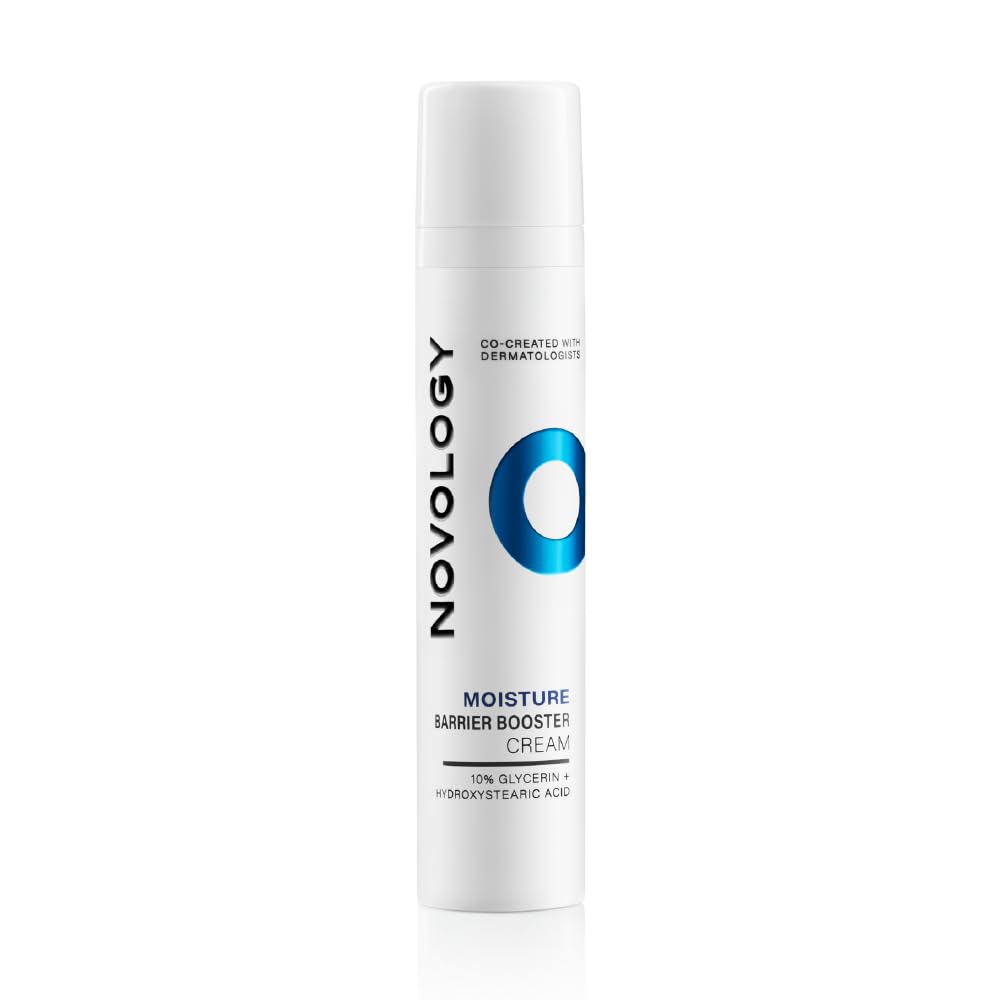 Novology moisture barrier booster cream bottle on a white background
