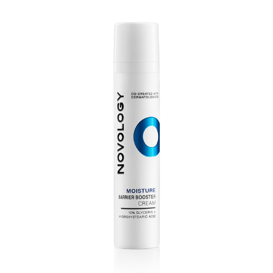 Novology moisture barrier booster cream bottle on a white background