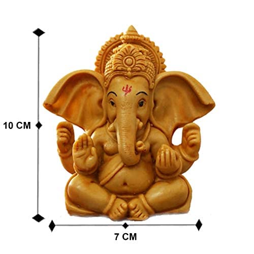 ascension Handcrafted Ganesha Beautiful Lord Ganesha Idol Figurine Showpiece Sculpture Hindu Polyresin Car Dashboard Ganesh Ji Statue Brown