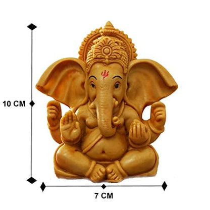 ascension Handcrafted Ganesha Beautiful Lord Ganesha Idol Figurine Showpiece Sculpture Hindu Polyresin Car Dashboard Ganesh Ji Statue Brown