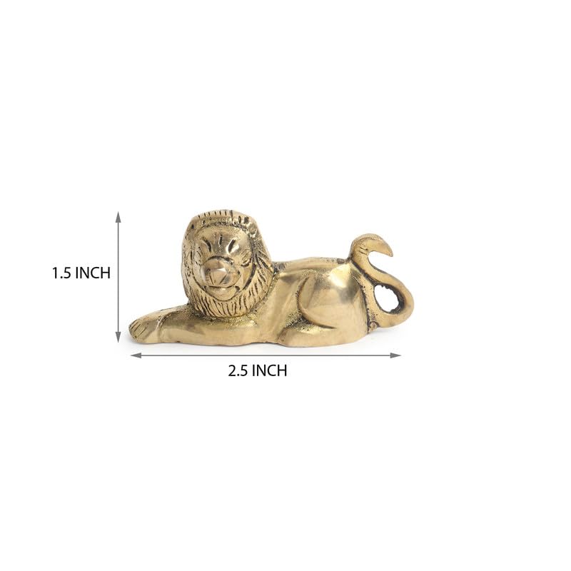 Brass Animal Lion Sculpture Statue Handcrafted Decorative Showpiece Idol for Home, Office Dcor (Size : 6.3cm Length | Weight : 150gm Approxe)