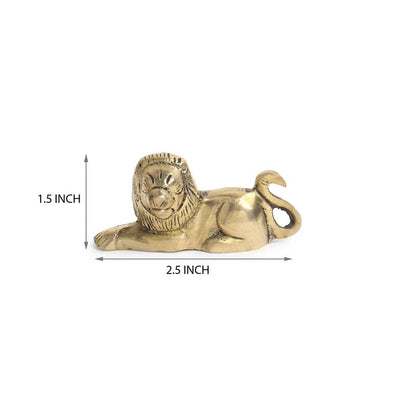 Brass Animal Lion Sculpture Statue Handcrafted Decorative Showpiece Idol for Home, Office Dcor (Size : 6.3cm Length | Weight : 150gm Approxe)