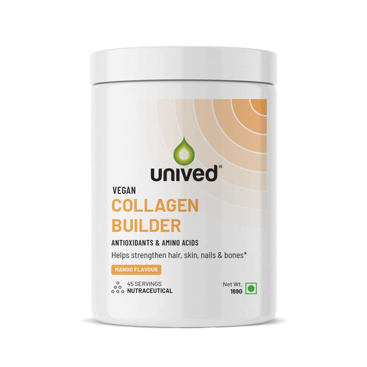 Zephivo Unived Vegan Collagen Builder,Research Based Formulation For Collagen Synthesis, Hydration, & Protection,For Men & Women, Skin, Hair, Bones, & Tissue, Strength & Health (Mango, 45 Servings) - Powder
