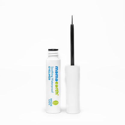 Mamaearth Soothing Waterproof Glossy Finish Liquid Eyeliner With Almond & Castor Oil For 10 Hr Long Stay - 3.5 Ml, Black