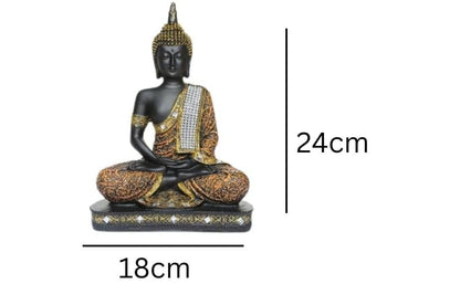 Meditating Buddha Statue ? Polyresin Sitting Buddha Idol for Car Dashboard Home Decor, Pooja Room, Office Desk & Spiritual Gifts ? Peaceful Showpiece for Positive Energy Orange