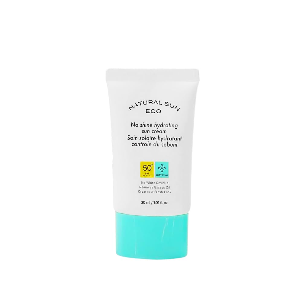 Tube of Natural Sun Eco sun cream on a white background
