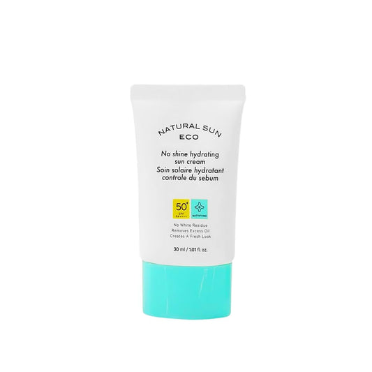 Tube of Natural Sun Eco sun cream on a white background