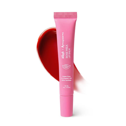 Vilvah X Annapoorna Rose Milk Lip Balm | Pink Tint, Moisturization for Dry, Chapped & Pigmented Lips | With Paneer Rose Extract, 1% Vitamin E & Olive Squalane | Hydrates, Brightens & Heals Lips | 10g