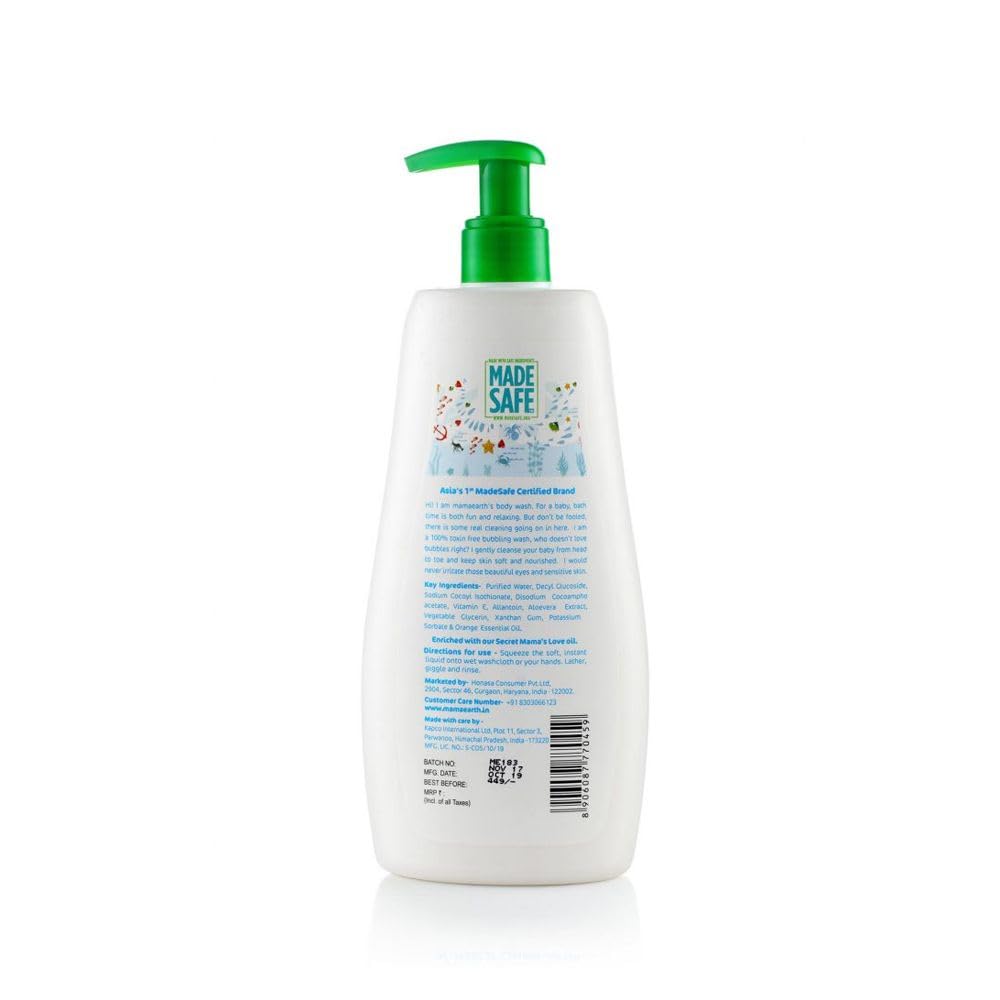 Mamaearth Deeply Nourishing Body Wash For Babies - 400 ml | pH5.5| Infused with Coconut Oil, Orange Essential Oil & Aloe Vera Extract | Deeply Nourishing | Tear-Free & Toxin Free Cleanser |