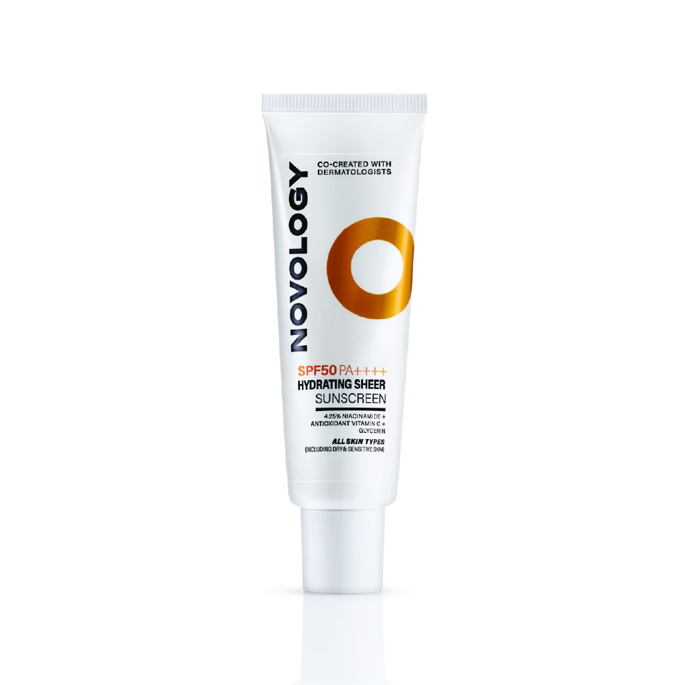 Novology sunscreen tube on a white background