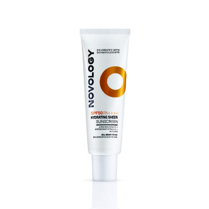 Novology sunscreen tube on a white background