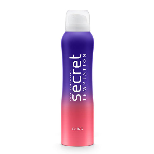Secret Temptation deodorant spray bottle with gradient design on a white background