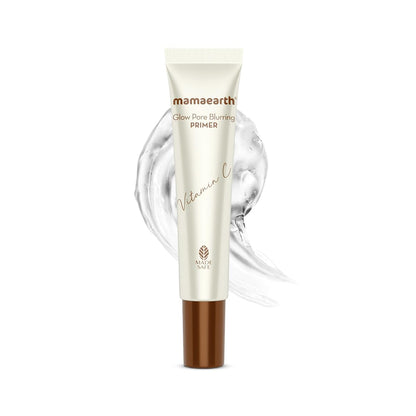 Mamaearth Glow Pore Blurring Primer with Vitamin C & Turmeric - 25 g| Enhances Skin’s Glow | Blurs Pores | Helps Makeup Last Long | Lightweight & Non-Greasy