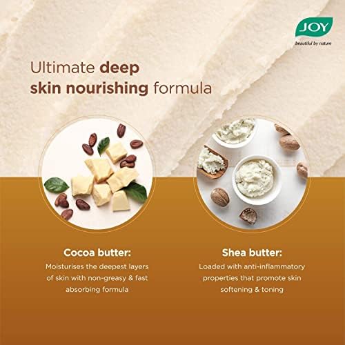 Joy Cocoa Rich Intense Nourishing Winter Body Lotion (600ml) | 24 Hour Nourishment | With Shea Butter & Cocoa Butter | Suitable for Normal to Dry Skin | Non Sticky & Non Greasy Lightweight