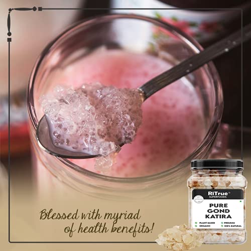 Ritrue Superfoods - Gond Katira Pure (Edible Gum) - 300 Gm - tragacanth Crystals | 100% Natural | badam Pisin Almond Gum
