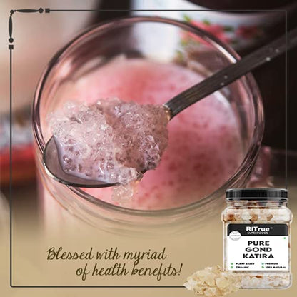 Ritrue Superfoods - Gond Katira Pure (Edible Gum) - 300 Gm - tragacanth Crystals | 100% Natural | badam Pisin Almond Gum