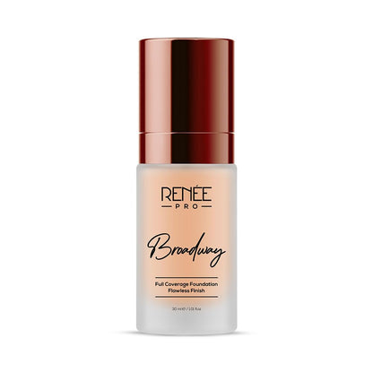 RENEE PRO Broadway Liquid Foundation - Eden, Full Coverage, Lightweight, Long-Lasting, And Highly Buildable. Delivers Velvety Matte Finish, Infused with Spf 15 & Argan Oil for Nourishment - 30ml