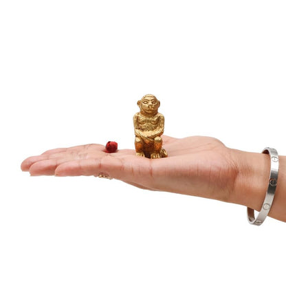 Brass Animal Monkey Statue Handcrafted Decorative Showpiece Idol for Home, Office Dcor (Size : 5cm Height | Weight : 119gm Approxe)