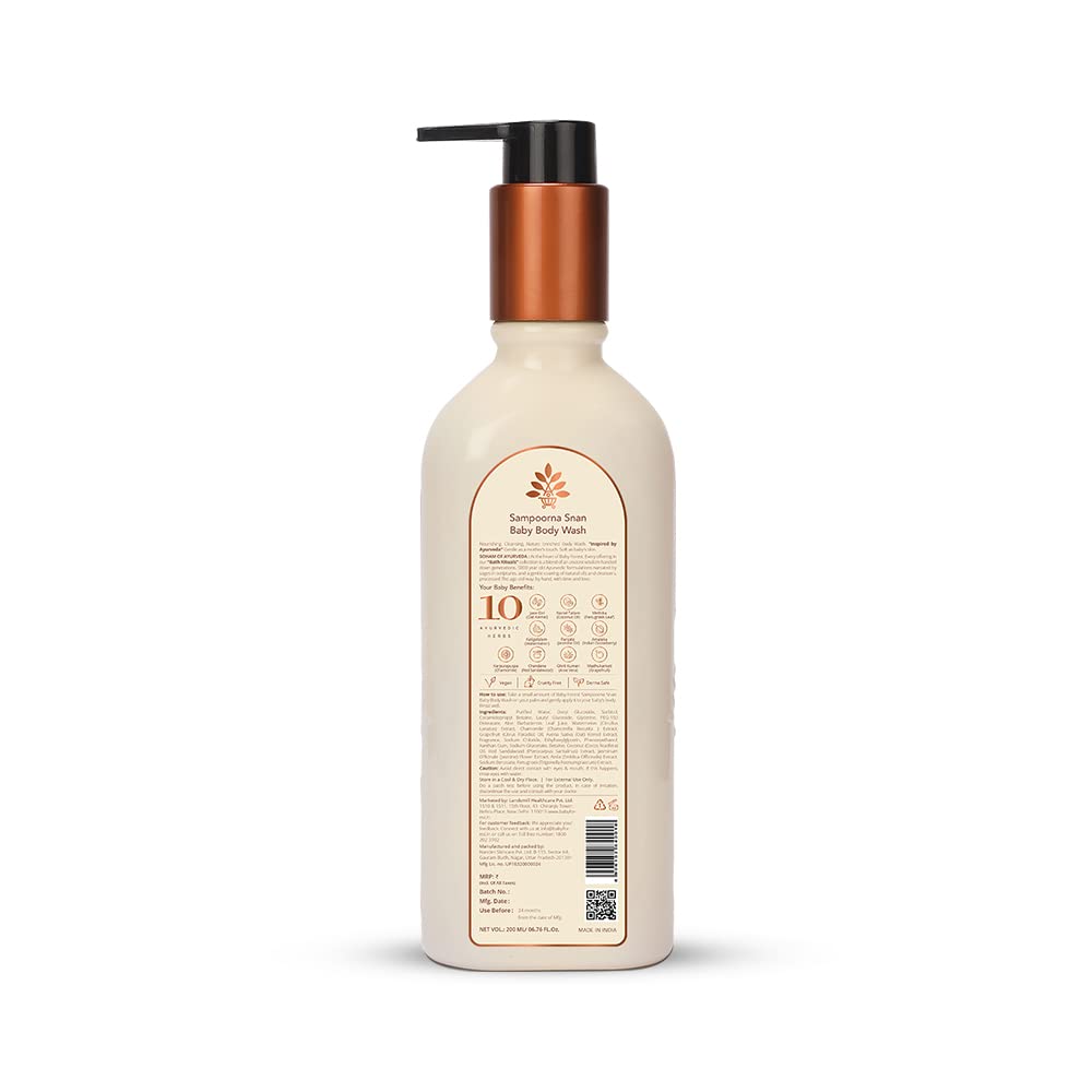 Baby body wash bottle with pump on a white background