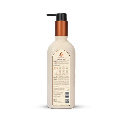 Baby body wash bottle with pump on a white background